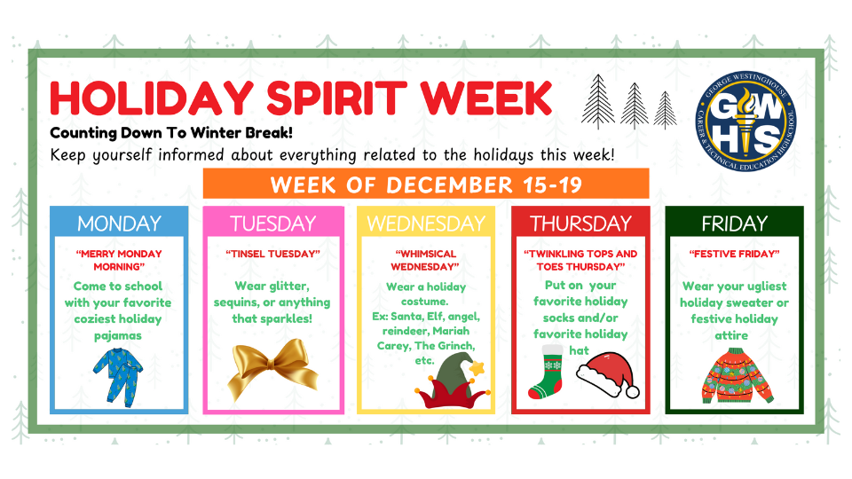 holiday spirit week flyer